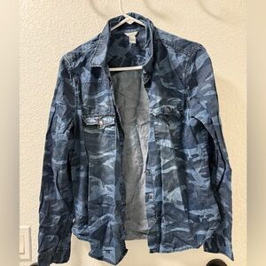 Blue Camo Button Up